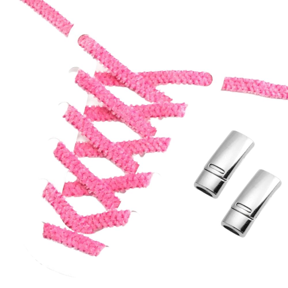 Fluffy elastische veters rozenrood met magnetische sluiting voor sneakers en sportieve schoenen