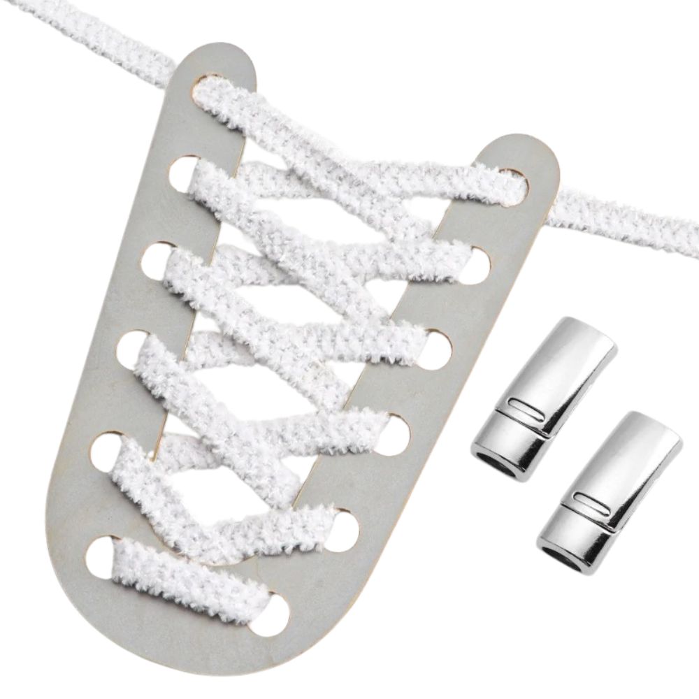 Fluffy elastische veters wit met magnetische sluiting voor sneakers en sportschoenen