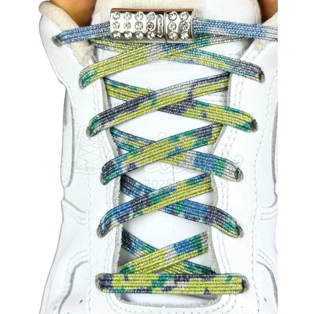 Elastische veters zonder strikken glitter 6mm bling magnetische sluiting splash met stretch uitgerekt