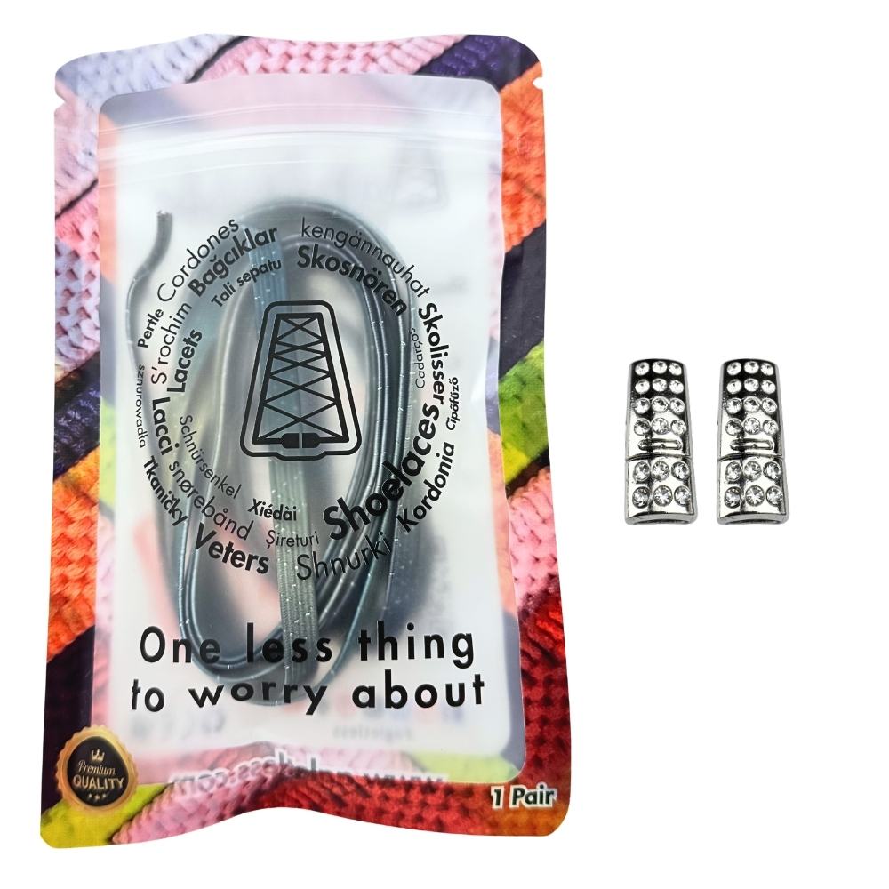 Elastische veters zonder strikken glitter 6mm bling magnetische sluiting stars in luxe verpakking