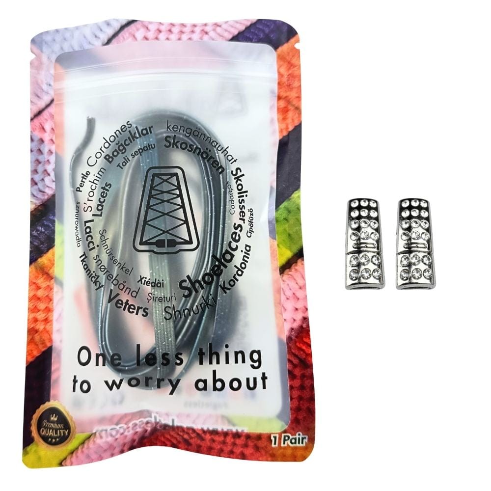 Elastische veters zonder strikken glitter 6mm bling magnetische sluiting stars in luxe verpakking