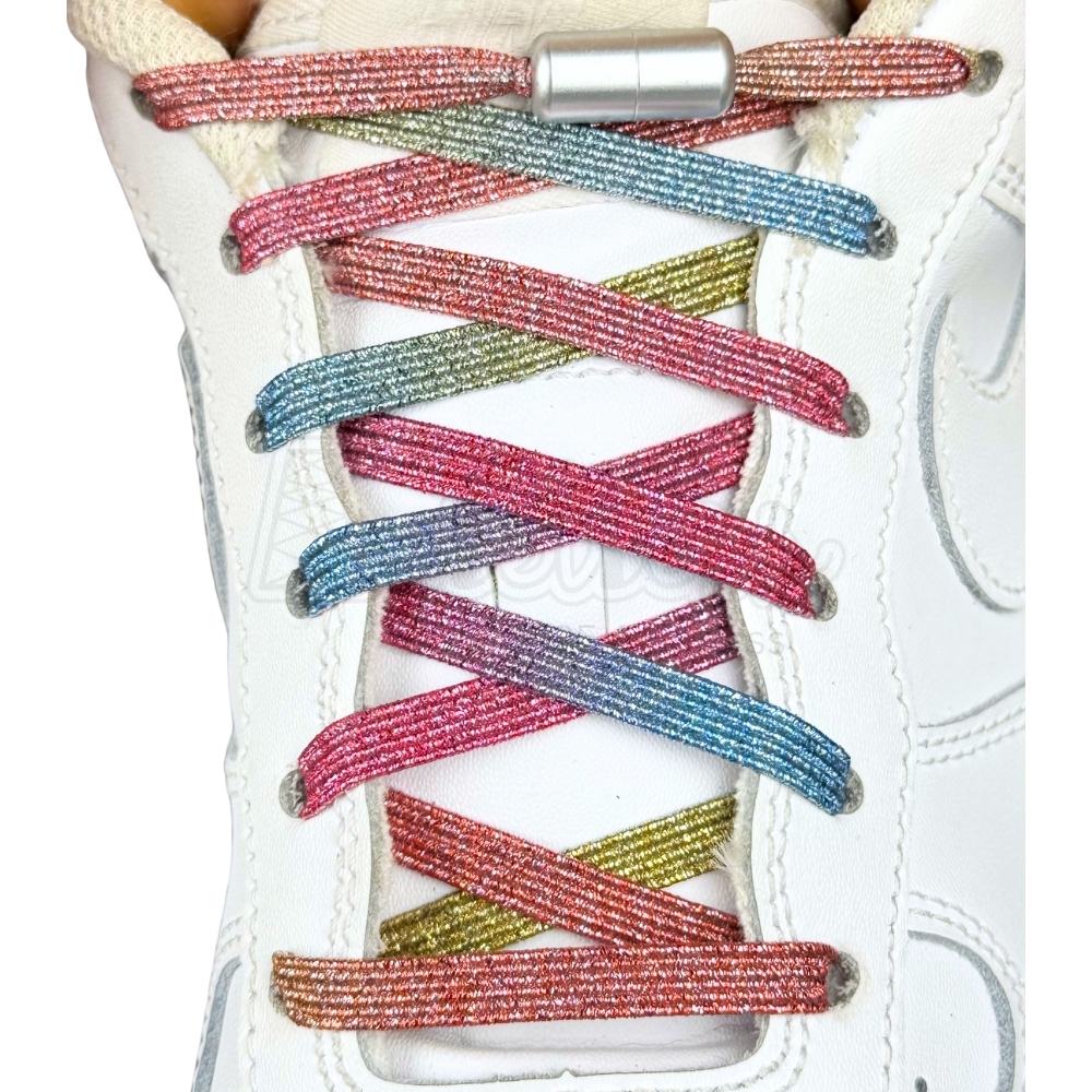 Elastische veters zonder strikken glitter 6mm capsule sluiting candy met stretch uitgerekt