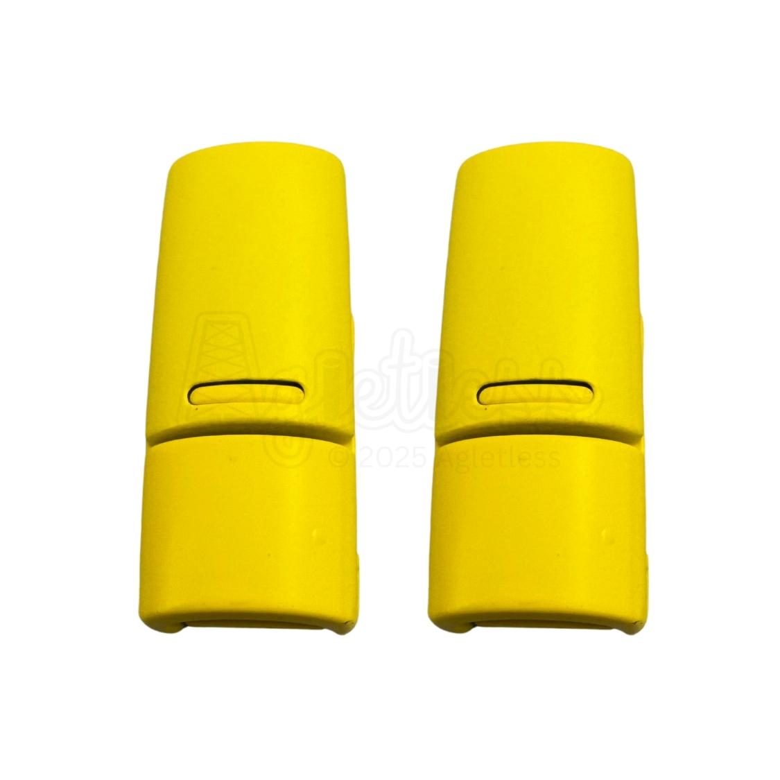 Elastische veters zonder strikken magnetische sluiting 6–9mm geel detailfoto van hoe de sluiting werkt