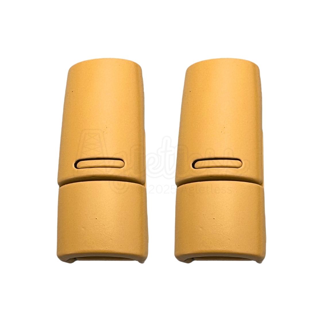 Elastische veters zonder strikken magnetische sluiting 6–9mm lichtbruin detailfoto van hoe de sluiting werkt