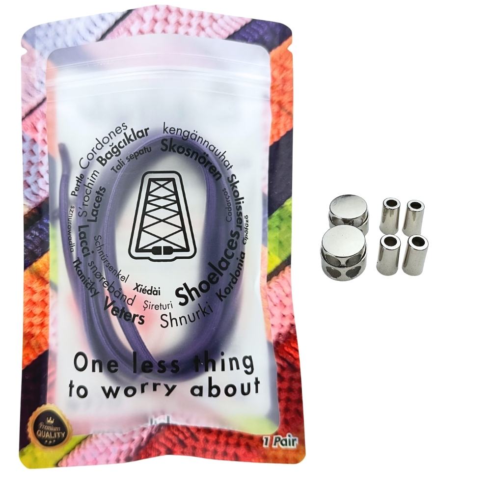 Elastische veters zonder strikken ovaal 4mm luxe lock paars in luxe verpakking