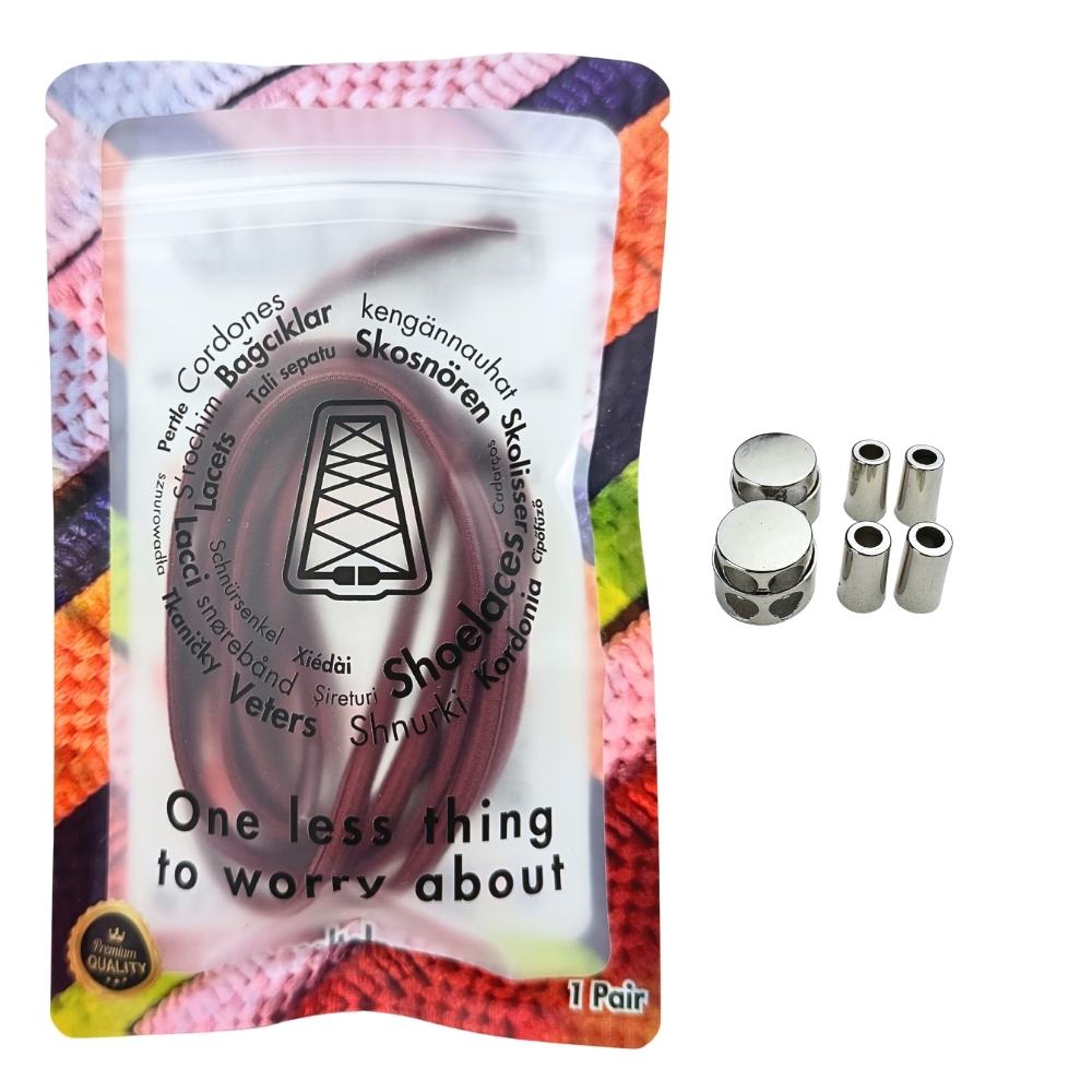 Elastische veters zonder strikken ovaal 4mm luxe lock wijnrood in luxe verpakking