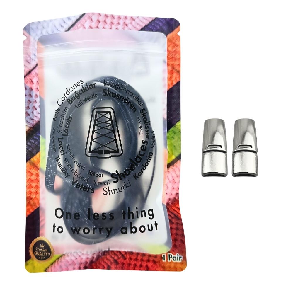 Elastische veters zonder strikken reflecterend 7mm magnetische sluiting marineblauw in luxe verpakking