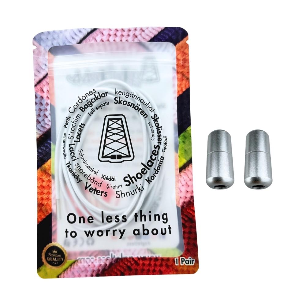 Elastische veters zonder strikken rond 3mm capsule sluiting wit in luxe verpakking