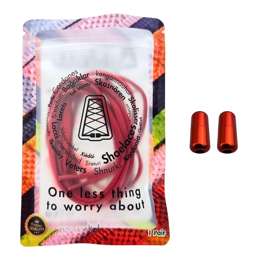 Elastische veters zonder strikken rond 5mm capsule sluiting rood in luxe verpakking