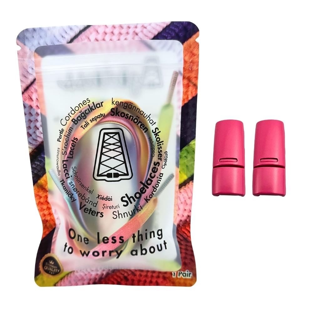 Elastische veters zonder strikken tie-dye 9mm magnetische sluiting driekleurig poeder in luxe verpakking