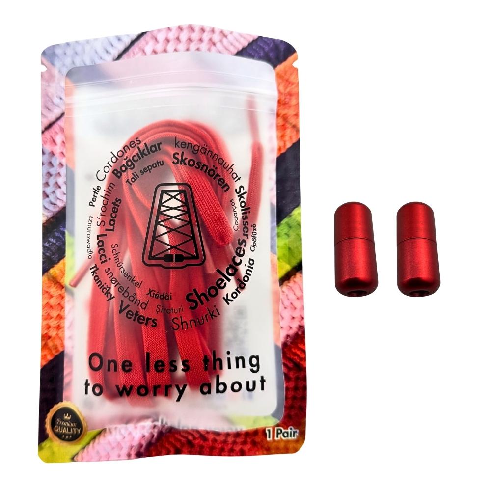 Elastische veters zonder strikken vintage 8mm capsule sluiting rood in luxe verpakking