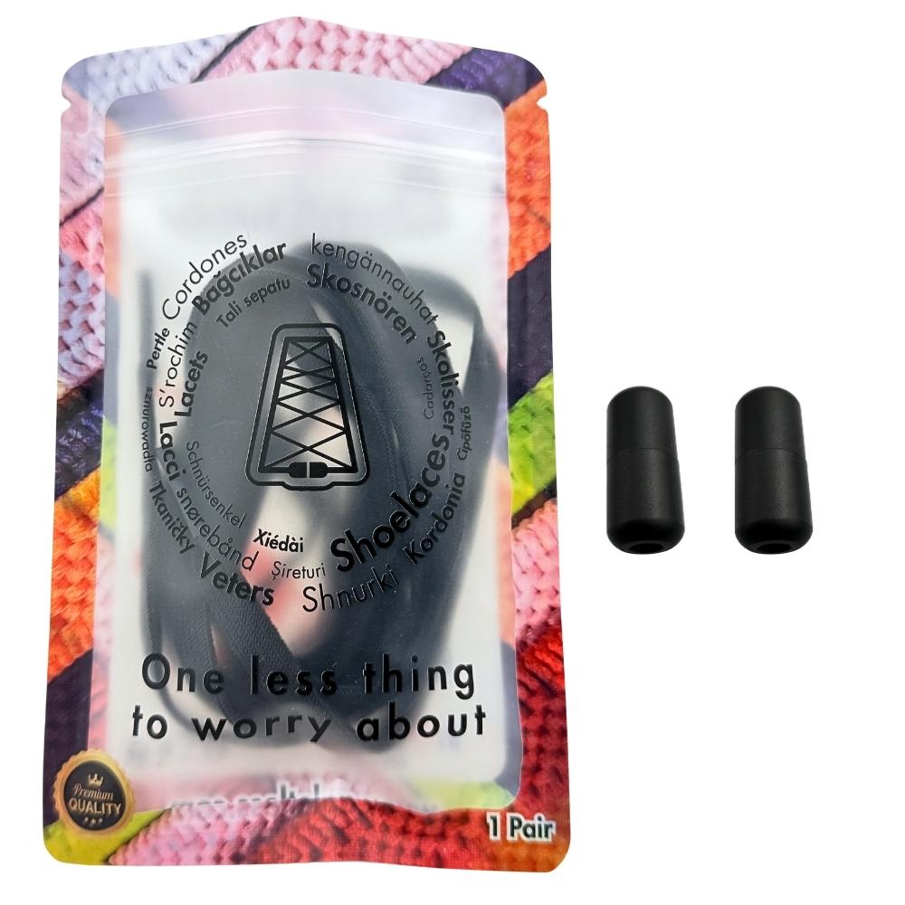 Elastische veters zonder strikken vintage 8mm capsule sluiting zwart in luxe verpakking