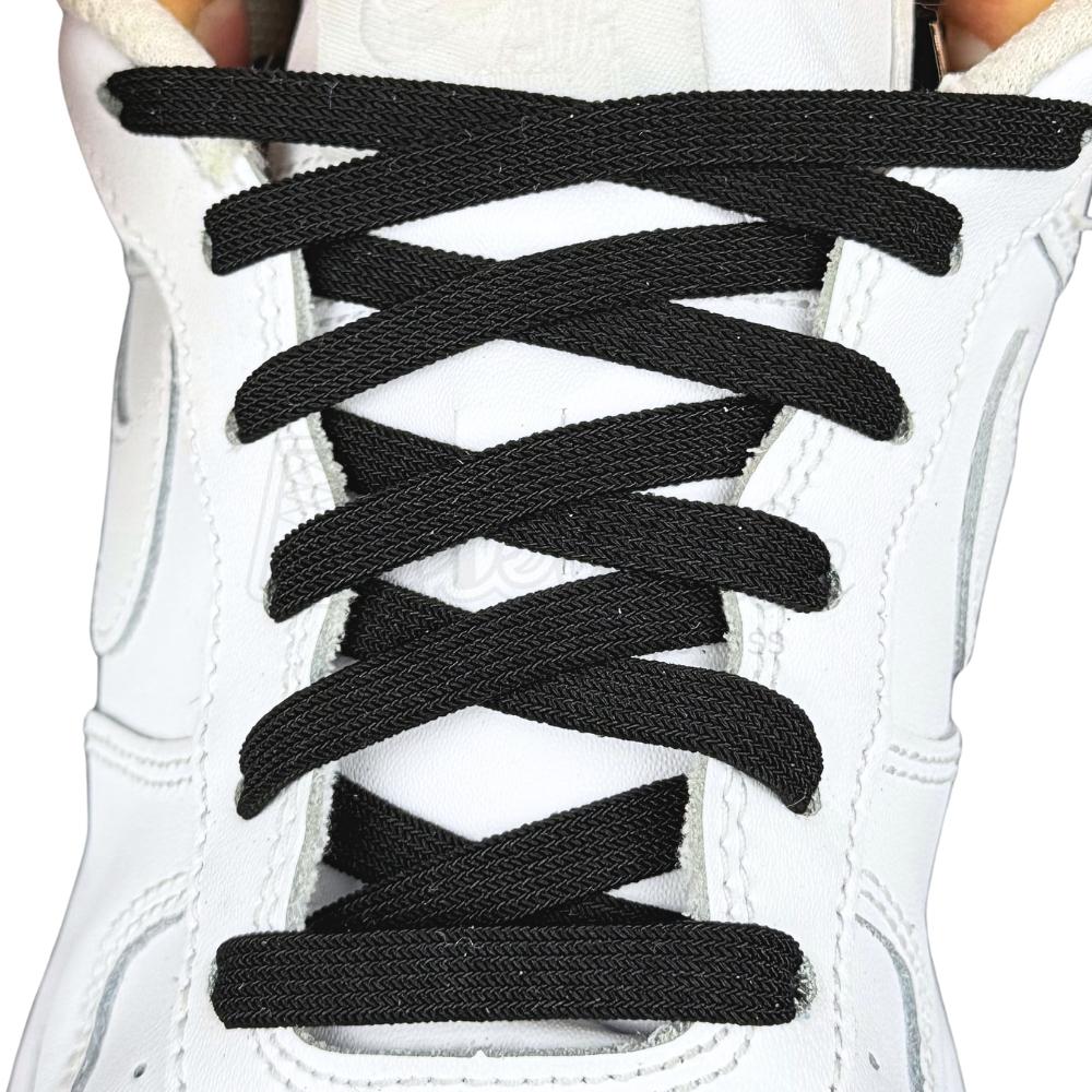 Elastische veters zonder strikken vintage 8mm onzichtbare clipjes zwart met stretch uitgerekt