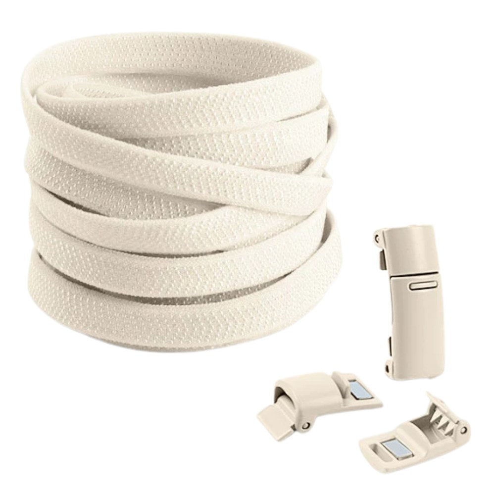 Beige elastische veters met magneetsluiting, elegant en praktisch voor dagelijks comfort