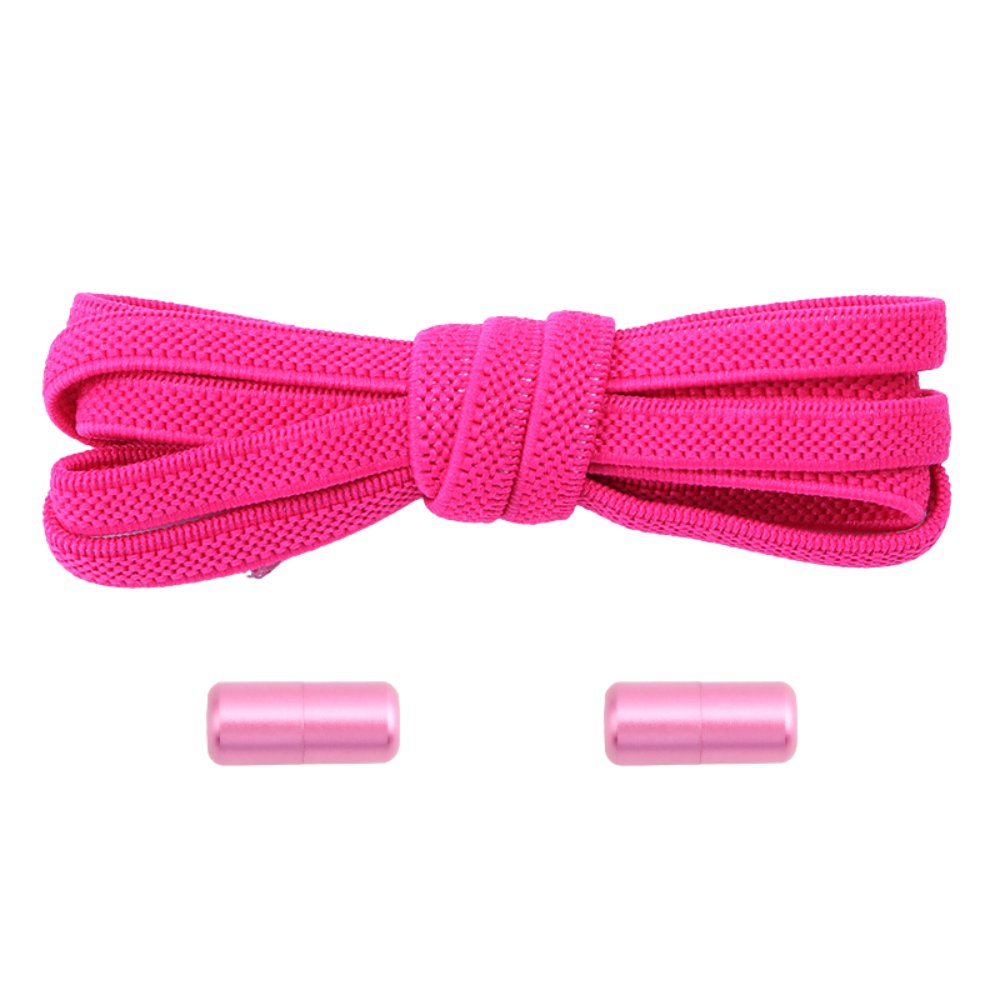 Elastische veters rozenrood plat 6mm met draaicapsule sluiting voor kinderschoenen