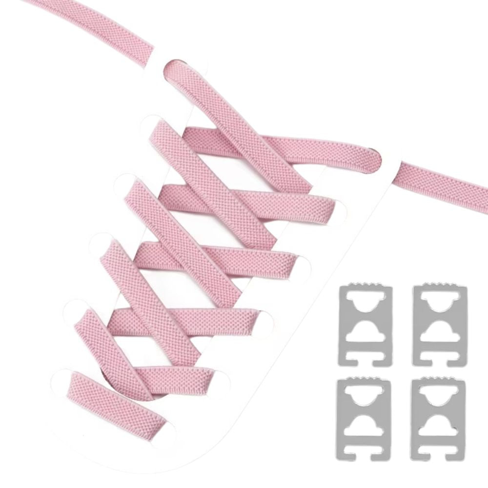 Roze elastische veters 9 mm met onzichtbare clip en anti-slip structuur voor een speels en comfortabel accent