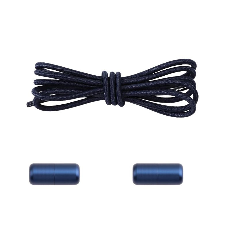 Elastische veters marineblauw dun 3mm met draaicapsule sluiting voor sportschoenen en hardlopen