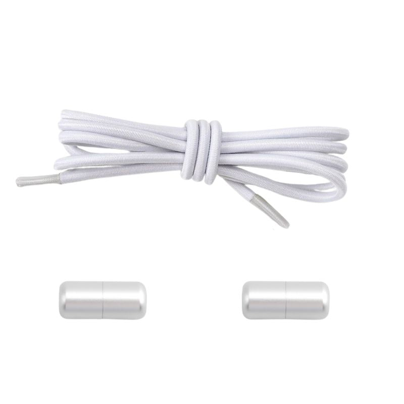 Elastische veters wit dun 3mm met draaicapsule sluiting voor sneakers en sportschoenen