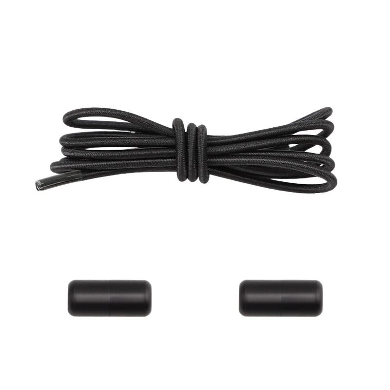 Elastische veters zwart dun 3mm met draaicapsule sluiting voor nette schoenen en sneakers
