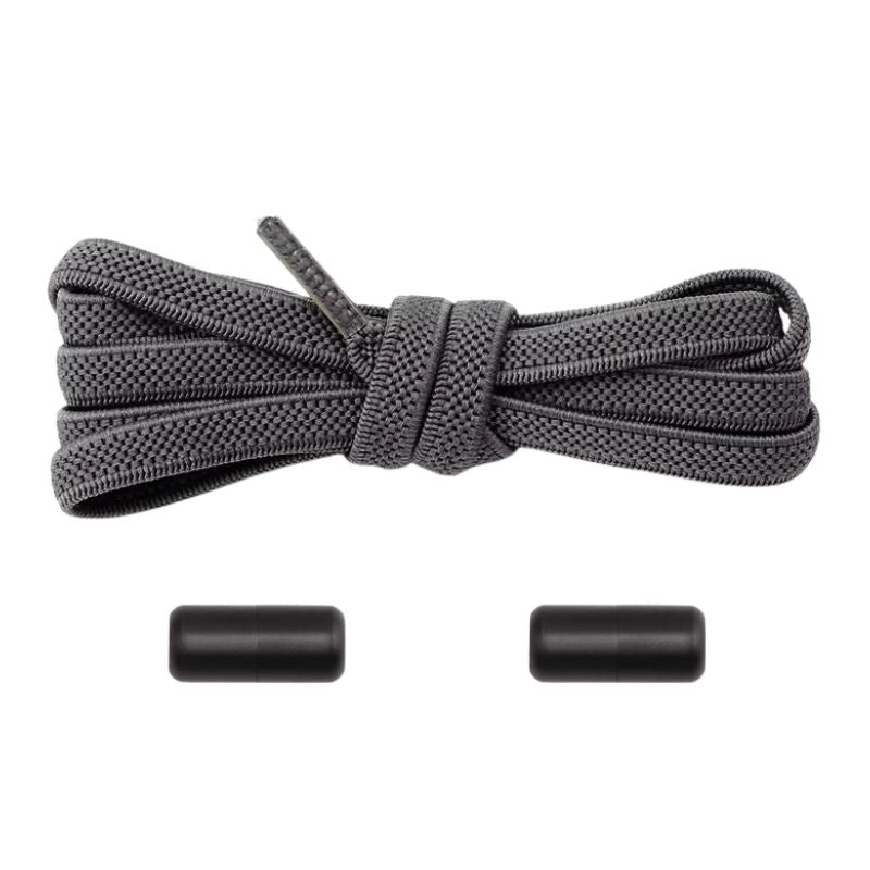 Elastische veters antraciet 6mm met draaicapsule sluiting voor werk- en wandelschoenen