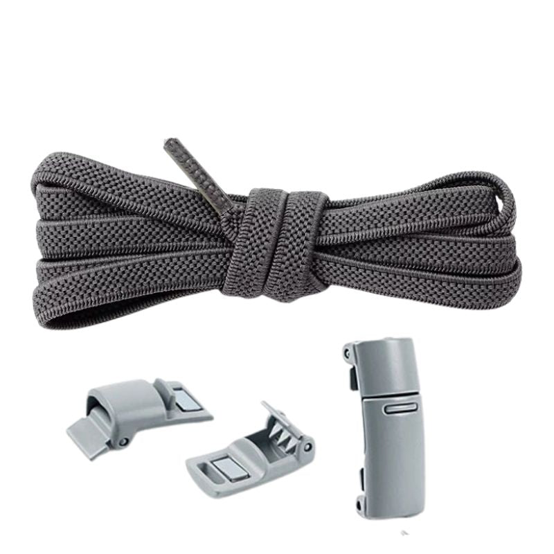Elastische veters antraciet 6mm met magnetische sluiting voor sneakers en dagelijkse schoenen