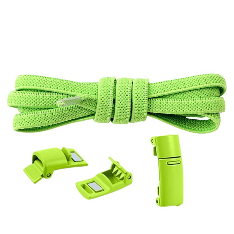 Elastische veters appelgroen 6mm met magnetische sluiting voor sneakers en sportief gebruik