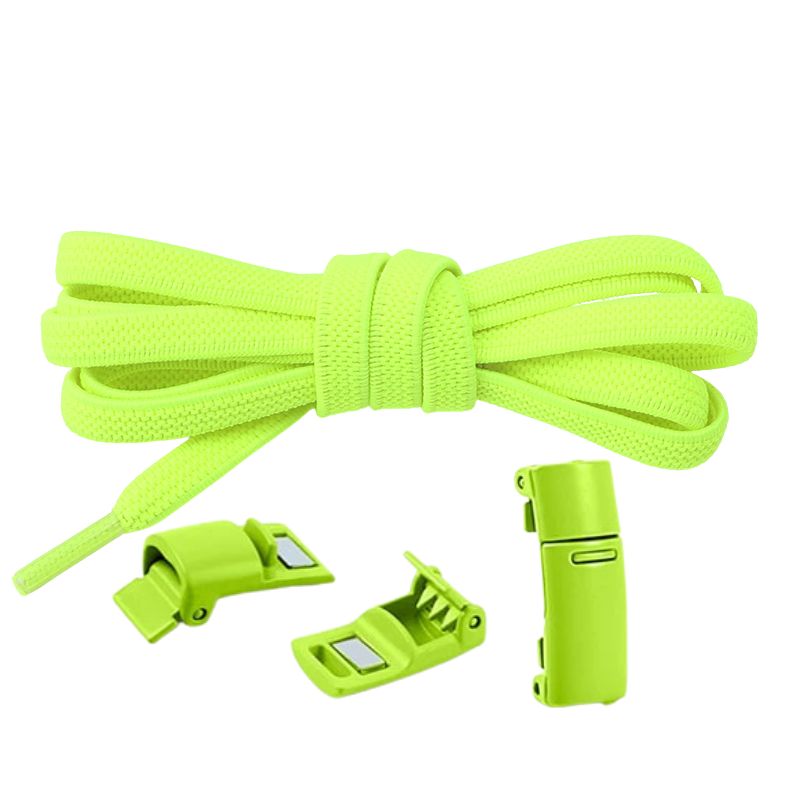 Elastische veters fluorescerend groen 6mm met magnetische sluiting voor sneakers en kinderschoenen