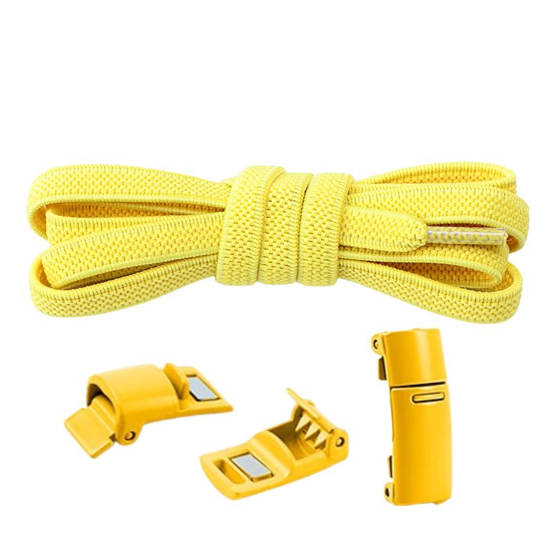 Elastische veters geel 6mm met magnetische sluiting voor casual en kinderschoenen