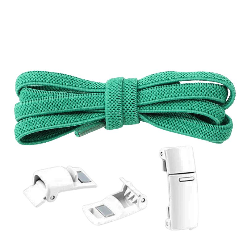 Elastische veters groen plat 6mm met magnetische sluiting voor sneakers en dagelijks gebruik