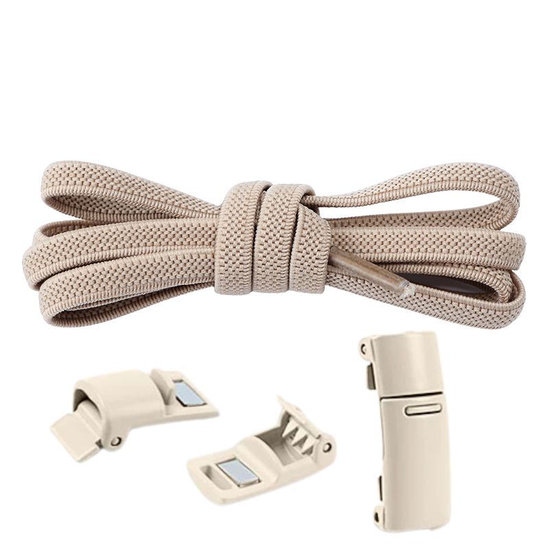Elastische veters khaki 6mm met magnetische sluiting voor wandelschoenen en kinderschoenen