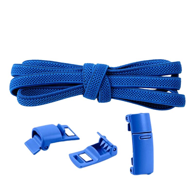 Elastische veters blauw plat 6mm met magnetische sluiting voor sneakers en kinderschoenen