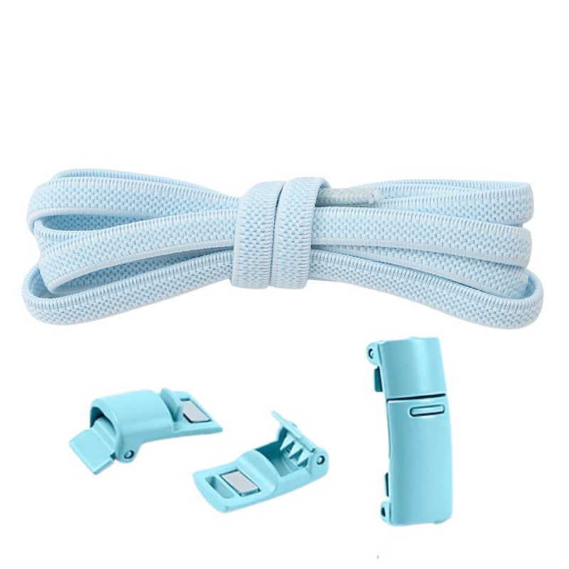Elastische veters lichtblauw 6mm met magnetische sluiting voor sneakers en school