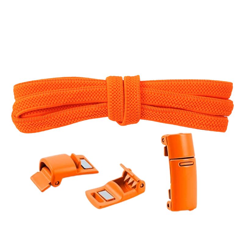 Elastische veters oranje plat 6mm met magnetische sluiting voor sneakers en kinderschoenen