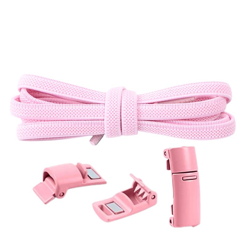 Elastische veters roze plat 6mm met magnetische sluiting voor sneakers en dagelijks gebruik
