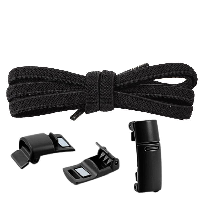 Elastische veters zwart plat 6mm met magnetische sluiting voor nette schoenen en sneakers