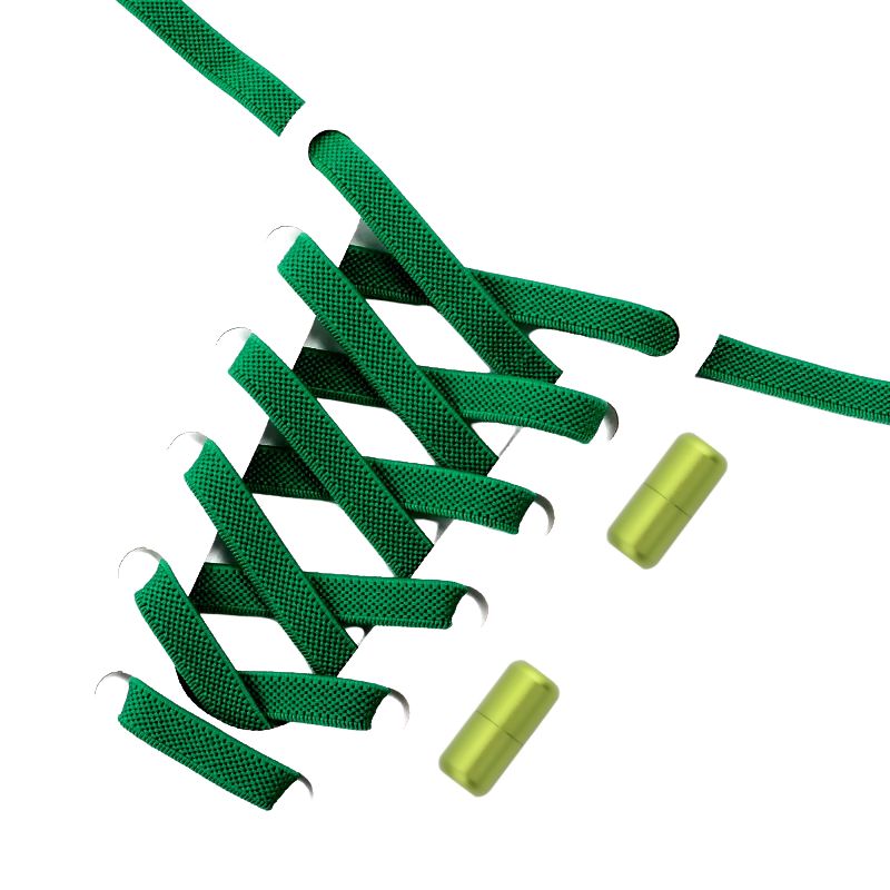 Groene elastische veters 9 mm met draaicapsule sluiting, stevig en praktisch in gebruik