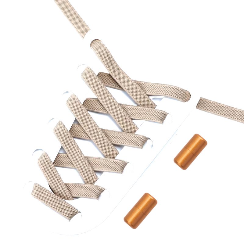 Khaki elastische veters 9 mm met draaicapsule sluiting, veelzijdig en makkelijk in gebruik