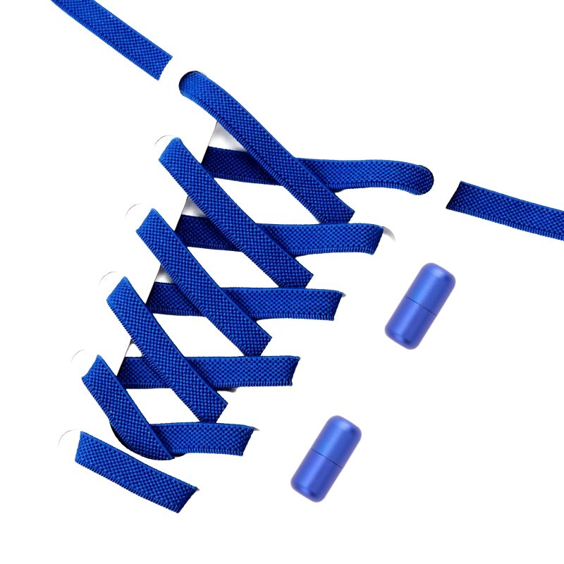 Blauwe elastische veters 9 mm met draaicapsule sluiting, stevig en comfortabel voor dagelijks gebruik