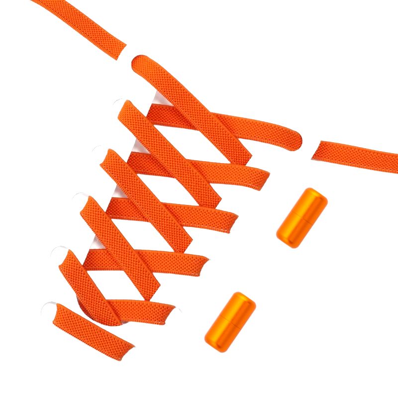 Oranje elastische veters 9 mm met draaicapsule sluiting, opvallend en gemakkelijk in gebruik