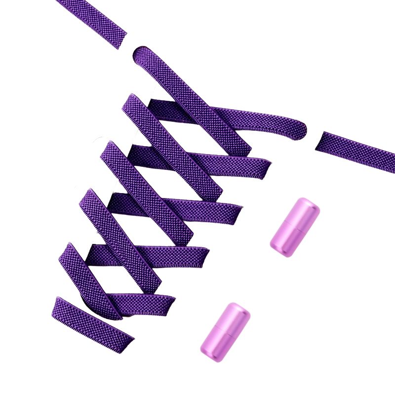Paarse elastische veters 9 mm met draaicapsule sluiting, stevig en comfortabel in gebruik