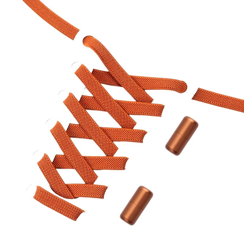 Bruine elastische veters 9 mm met draaicapsule sluiting, duurzaam en comfortabel in gebruik
