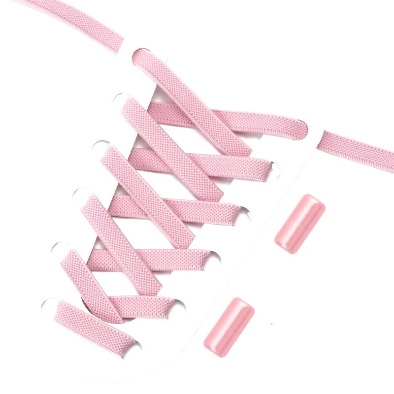 Roze elastische veters 9 mm met draaicapsule sluiting, zacht en eenvoudig in gebruik