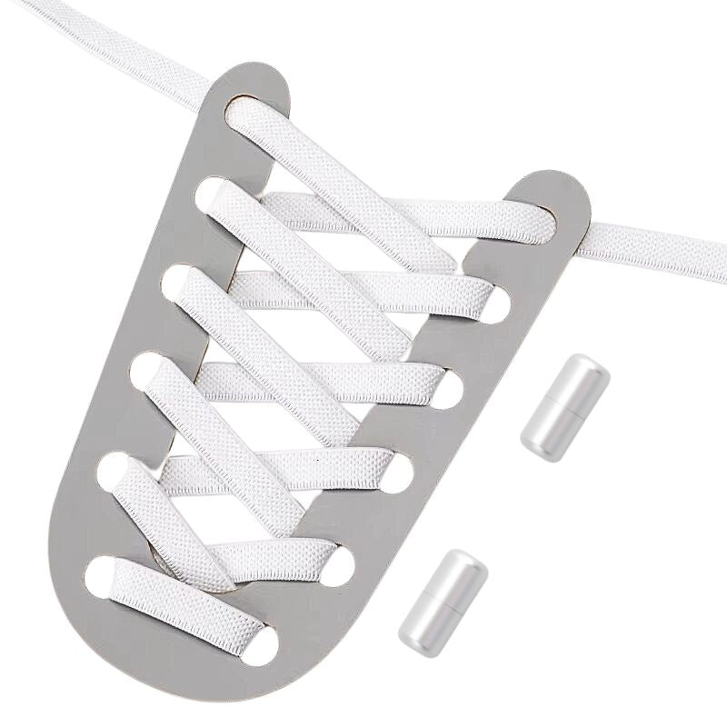 Witte elastische veters 9 mm met draaicapsule sluiting, stevig en eenvoudig in gebruik voor extra comfort
