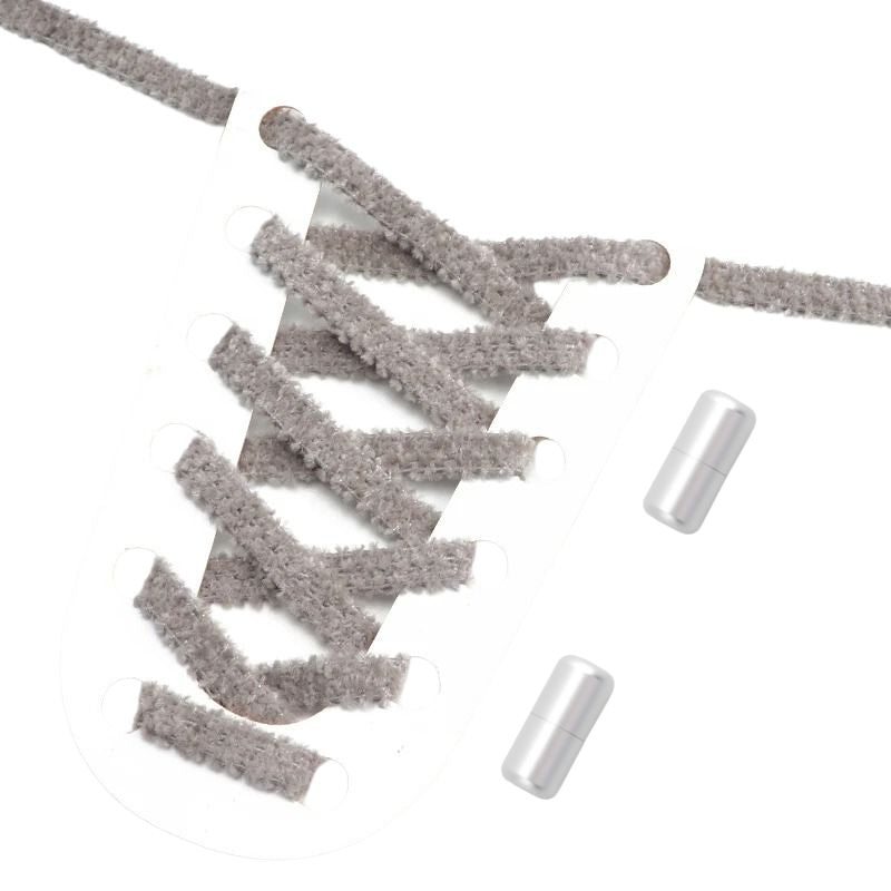 Fluffy elastische veters donkergrijs met draaisluiting voor casual en sportieve schoenen