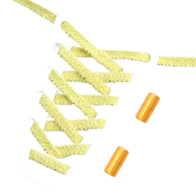 Fluffy elastische veters geel met draaisluiting voor sneakers en dagelijks gebruik