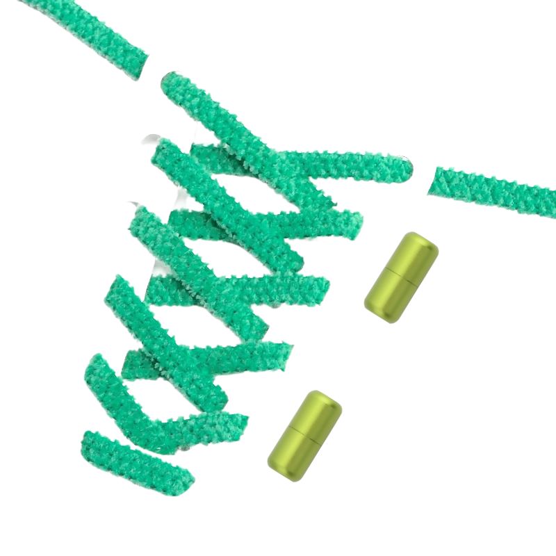 Fluffy elastische veters groen met draaisluiting voor sportieve schoenen en dagelijks gebruik