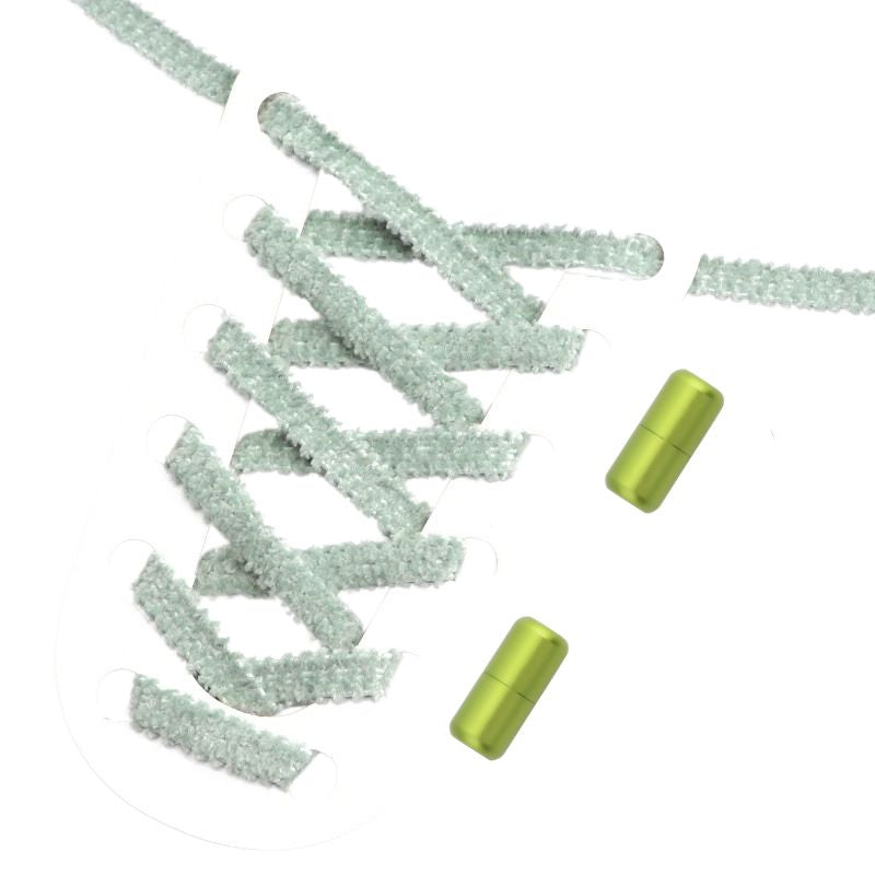 Fluffy elastische veters jade met draaisluiting voor sportieve schoenen en wandelschoenen