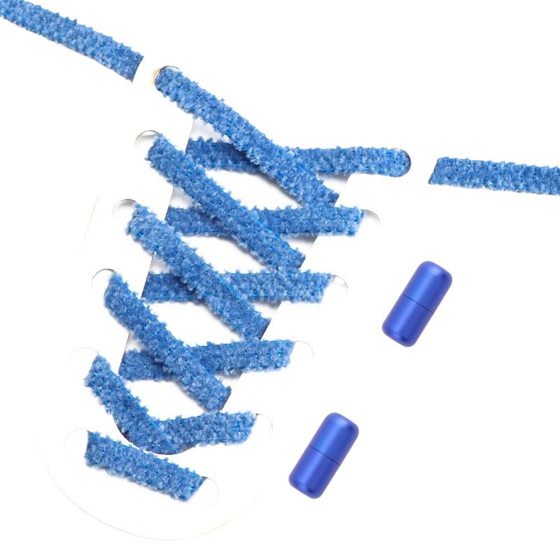 Fluffy elastische veters blauw met draaisluiting voor casual schoenen en dagelijks gebruik
