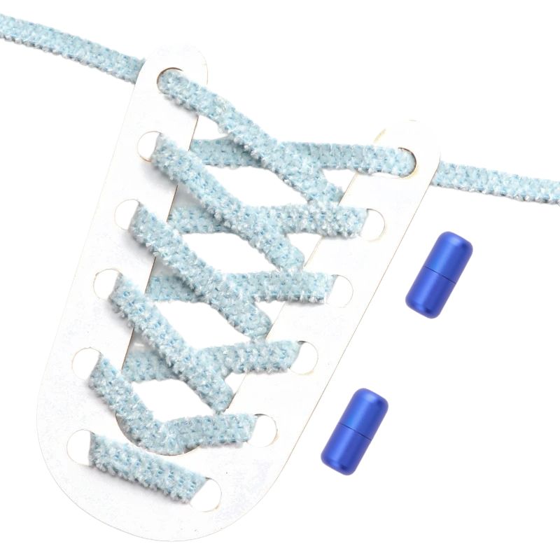 Fluffy elastische veters lichtblauw met draaisluiting voor sportieve schoenen en dagelijks gebruik