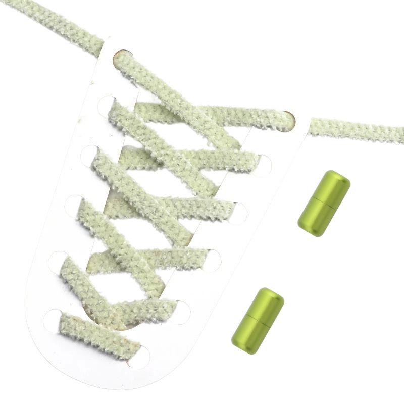 Fluffy elastische veters lichtgroen met draaisluiting voor kinderschoenen en casual gebruik